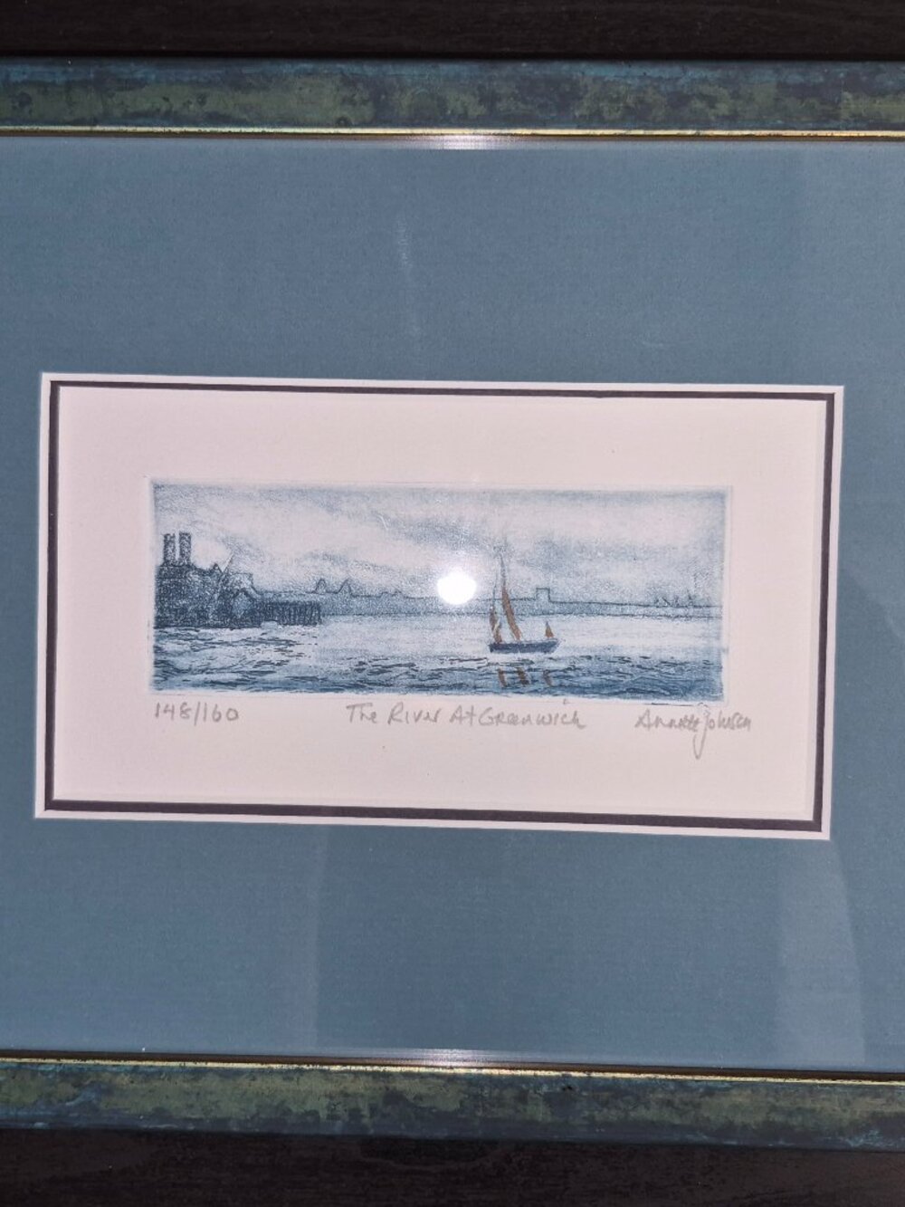 Annette Johnson Signed Greenwich Etching 148/160 Framed